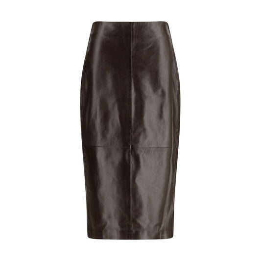 Arma Brown Leather Long Skirt Arma