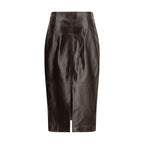 Arma Brown Leather Long Skirt Arma