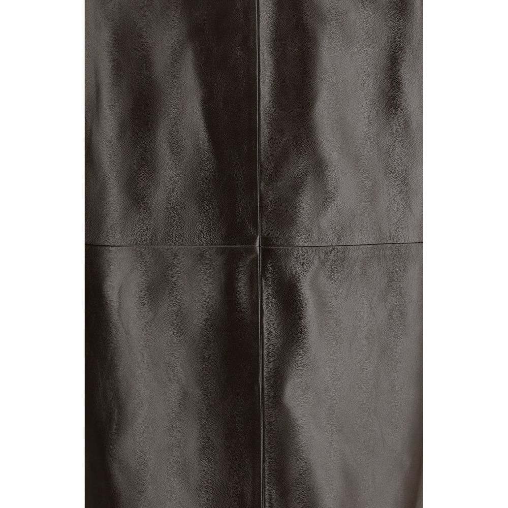 Arma Brown Leather Long Skirt Arma