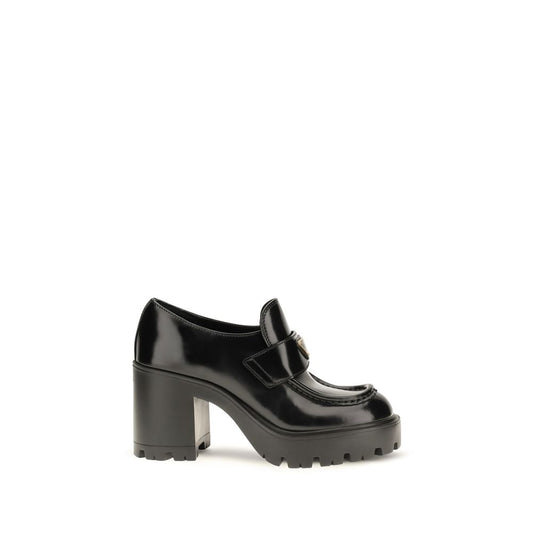 Prada Black Calf Leather Bos Taurus Platform Loafers Prada