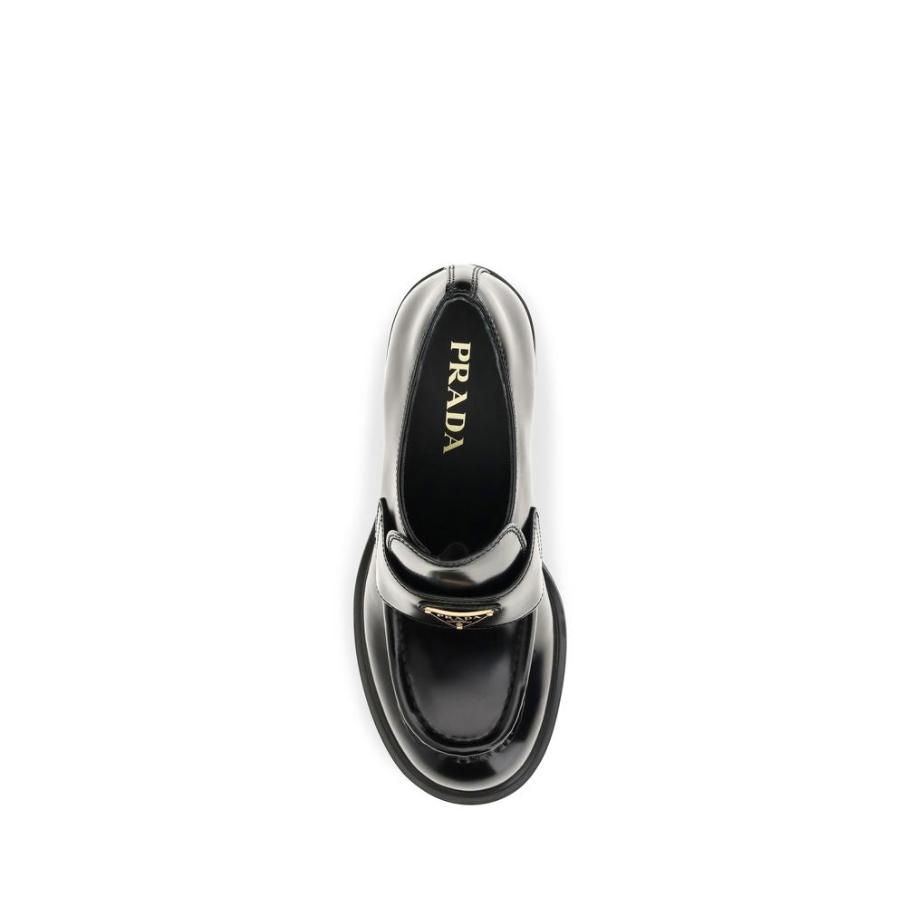 Prada Black Calf Leather Bos Taurus Platform Loafers Prada