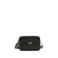 Prada black nylon shoulder bag with adjustable strap and sleek design, suitable for casual or stylish everyday use.