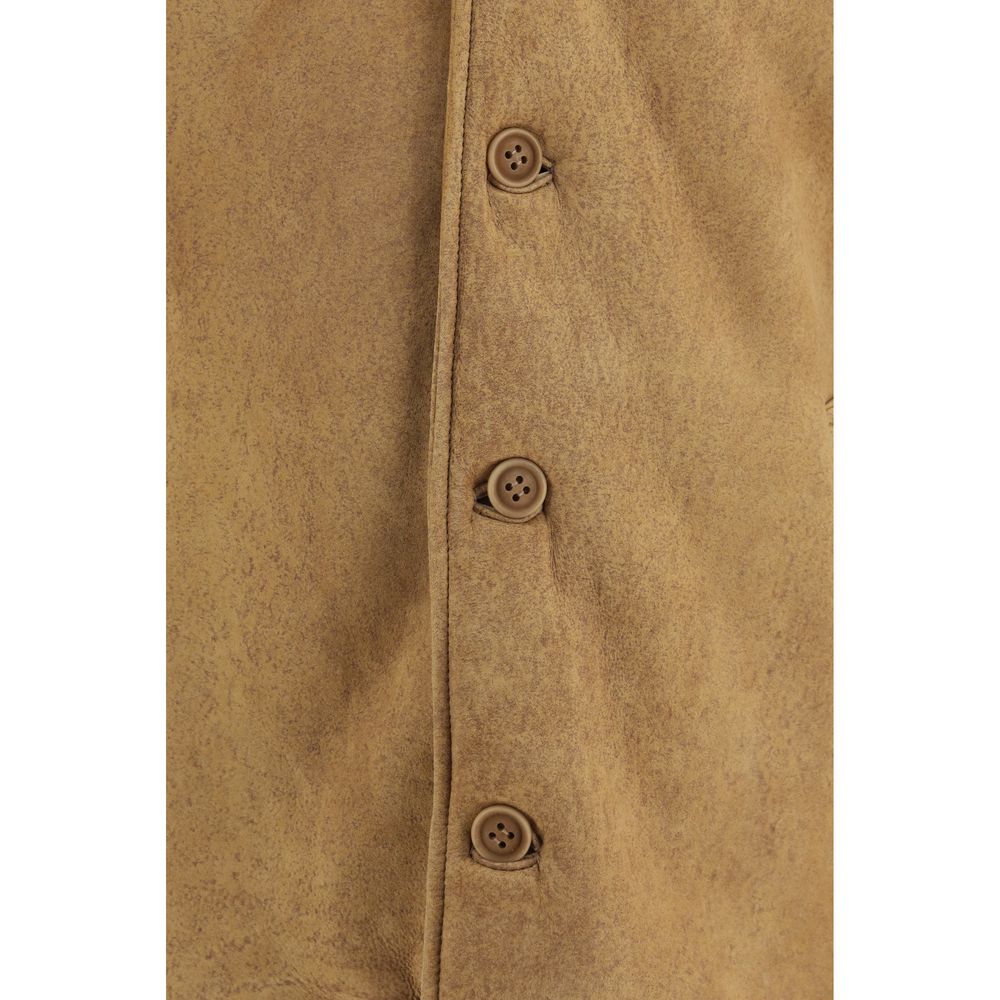 Salvatore Santoro Brown Leather Full-Length Jacket Salvatore Santoro