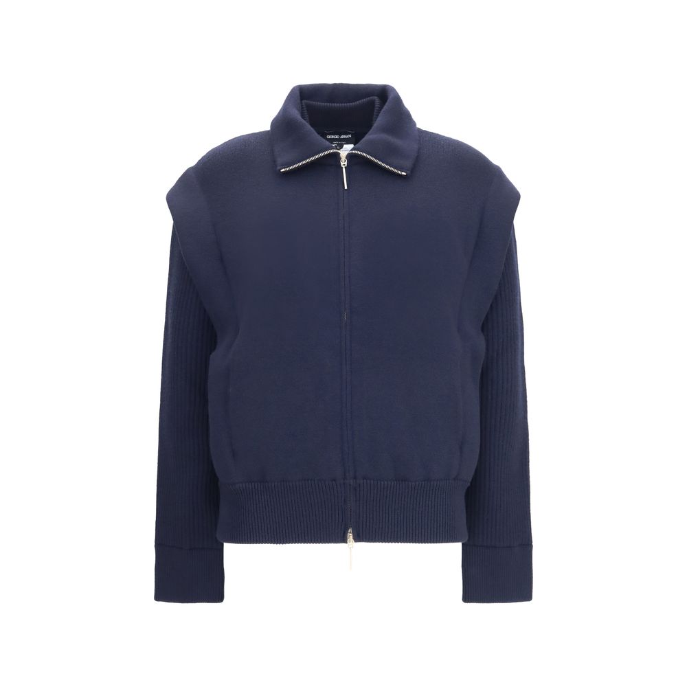 Giorgio Armani Blue Wool Oves Aries Bomber Giorgio Armani