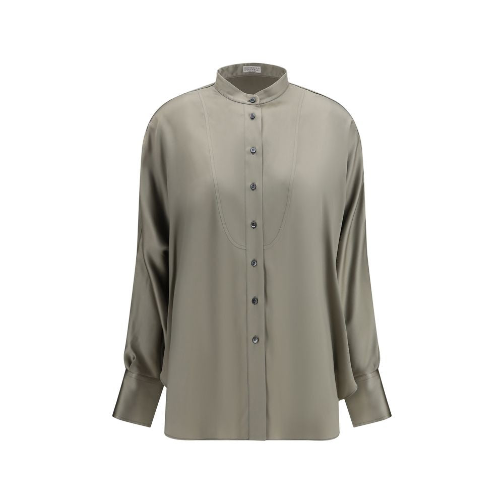 Brunello Cucinelli Bicolor Silk Shirt Brunello Cucinelli