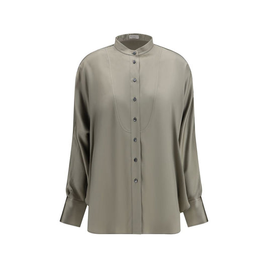 Brunello Cucinelli Bicolor Silk Shirt Brunello Cucinelli