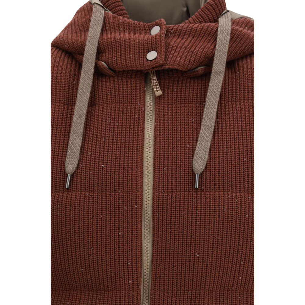Brunello Cucinelli Brown Cotton Sleeveless Jacket Brunello Cucinelli