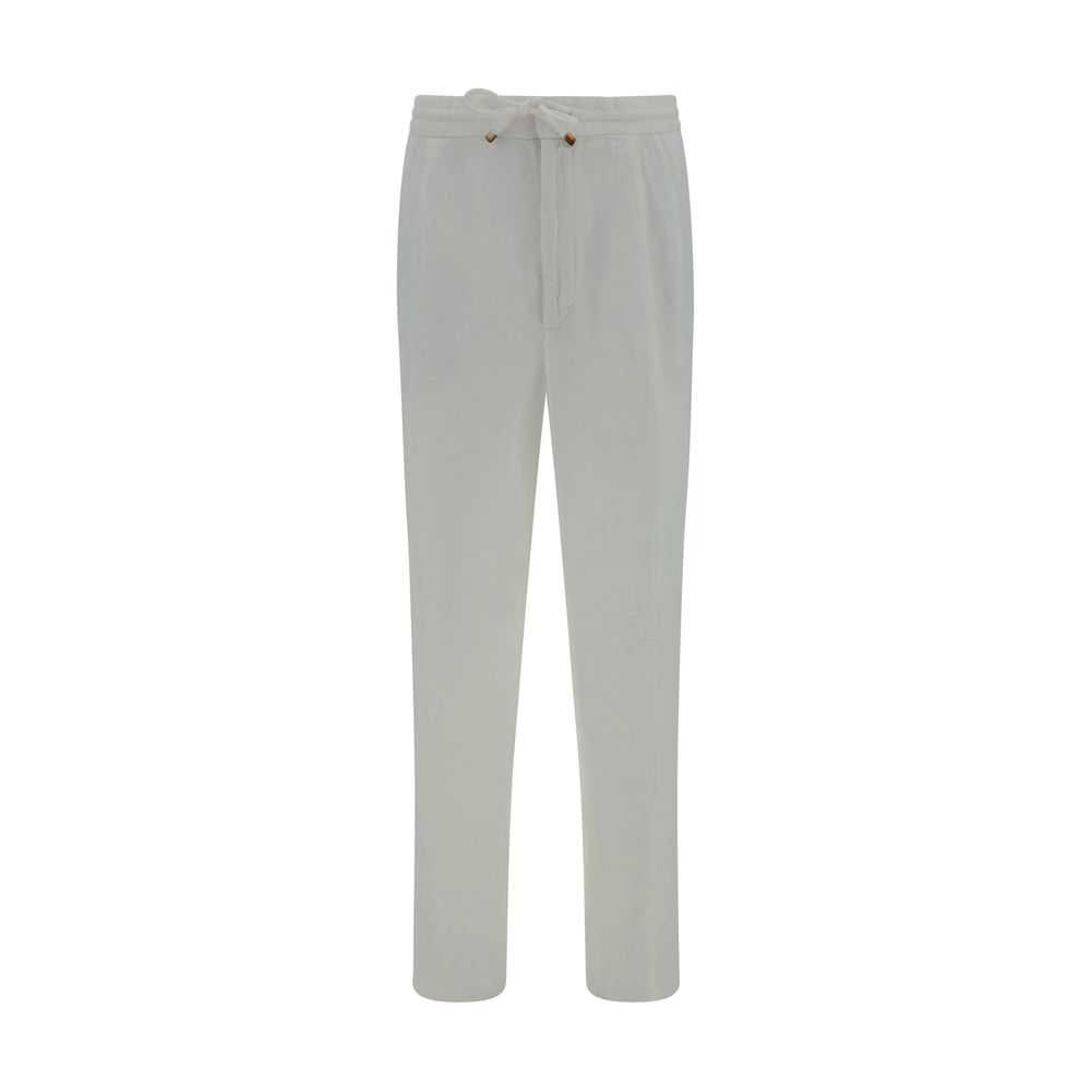 Brunello Cucinelli White Linen Casual Pants Brunello Cucinelli