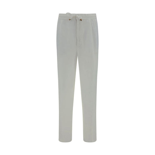 Brunello Cucinelli White Linen Casual Pants Brunello Cucinelli