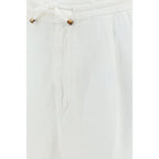Brunello Cucinelli White Linen Casual Pants Brunello Cucinelli