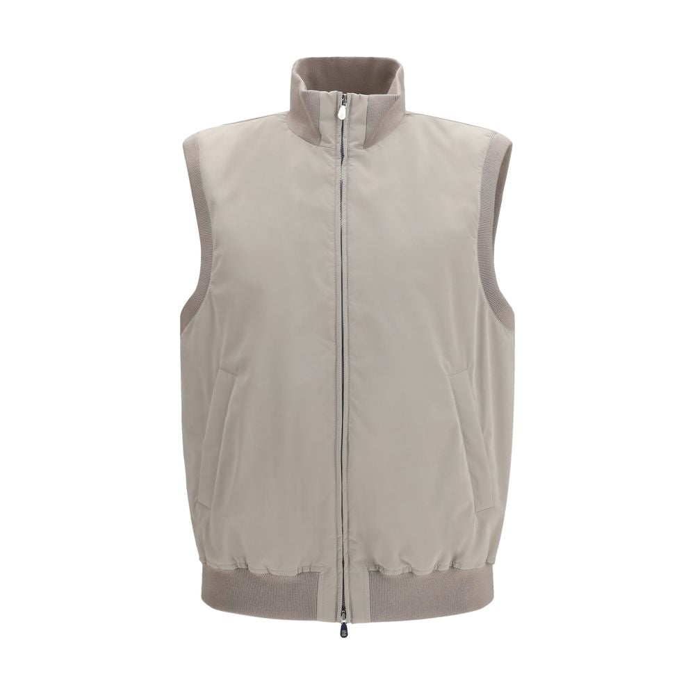 Brunello Cucinelli Gray Polyester Sleeveless Jacket Brunello Cucinelli