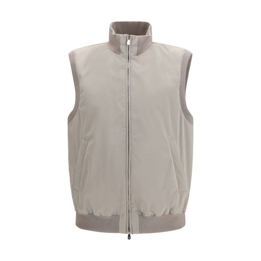 Brunello Cucinelli Gray Polyester Sleeveless Jacket Brunello Cucinelli