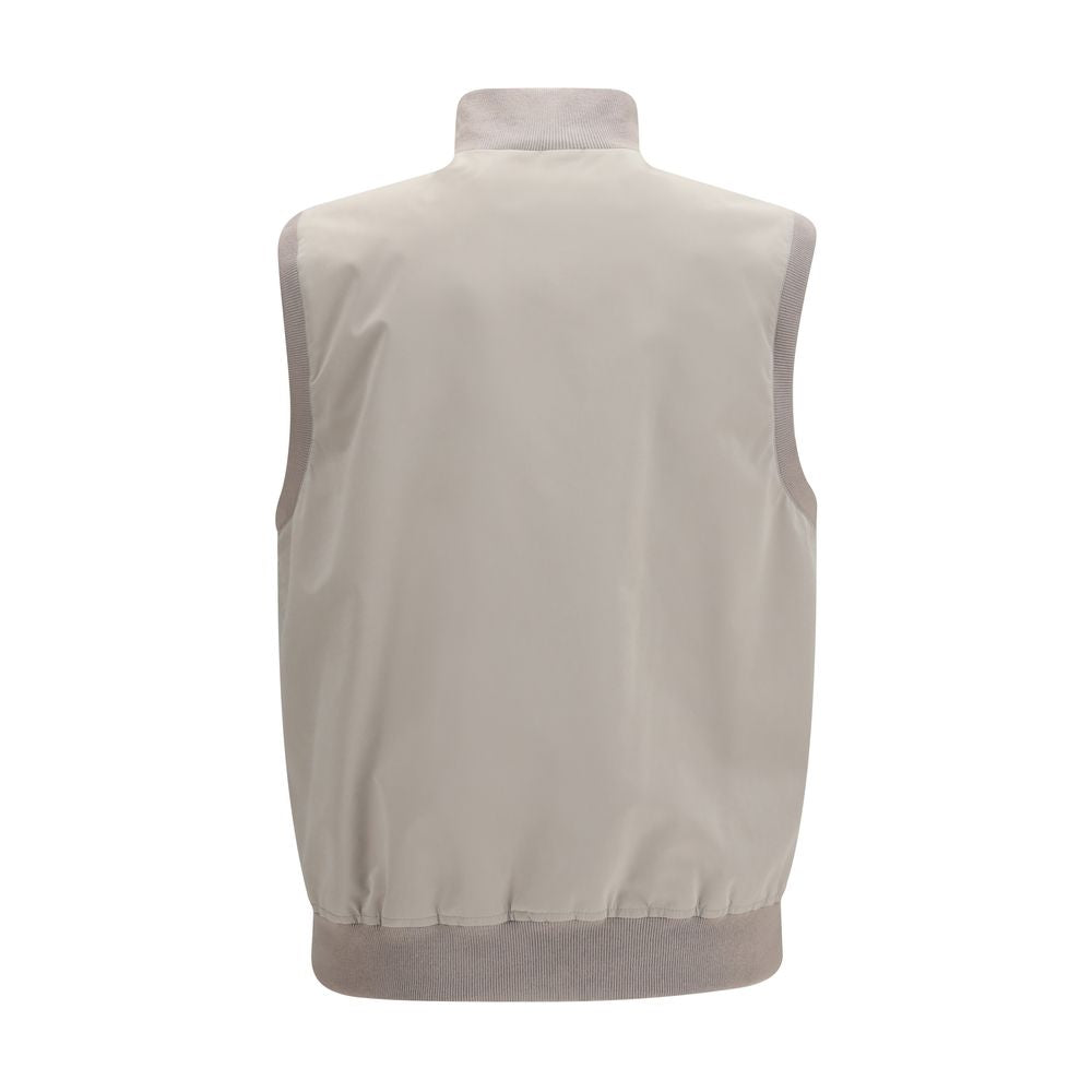 Brunello Cucinelli Gray Polyester Sleeveless Jacket Brunello Cucinelli