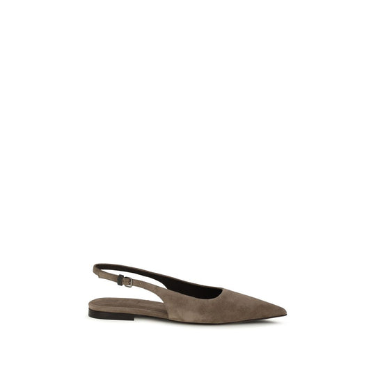 Brunello Cucinelli Brown Calf Leather Bos Taurus Ballet Flats Brunello Cucinelli