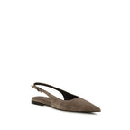 Brown calf leather Brunello Cucinelli Bos Taurus ballet flats with sleek design and subtle branding, perfect for elegant everyday wear.