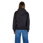 Black cotton hoodie from Calvin Klein Jeans with a relaxed fit and iconic logo embroidery on the chest.