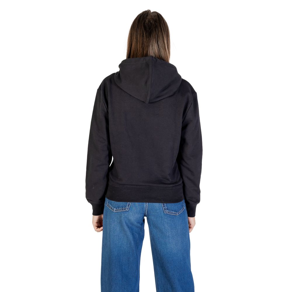 Black cotton hoodie from Calvin Klein Jeans with a relaxed fit and iconic logo embroidery on the chest.