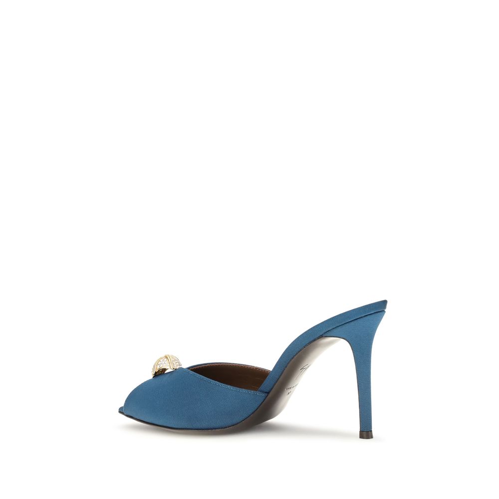 Giuseppe Zanotti Blue Calf Leather Bos Taurus Stiletto Heel Sandals Giuseppe Zanotti