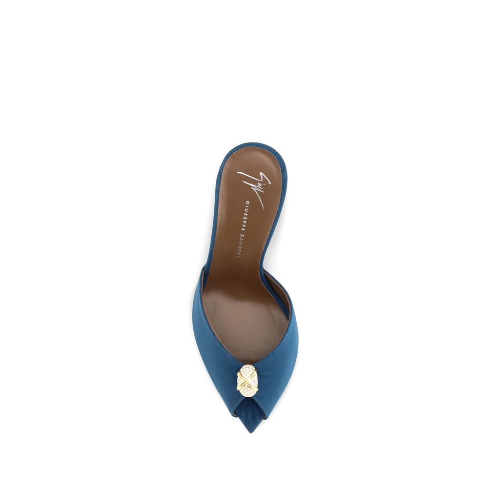 Giuseppe Zanotti Blue Calf Leather Bos Taurus Stiletto Heel Sandals Giuseppe Zanotti