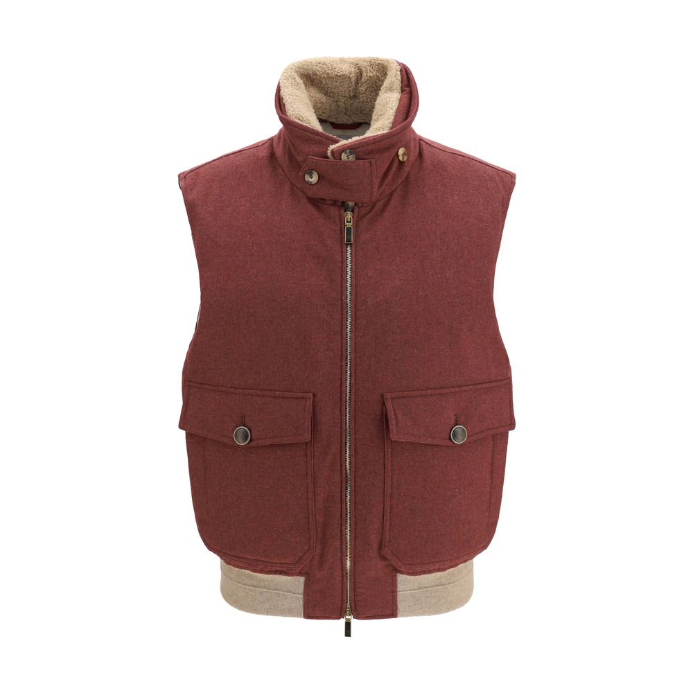 Brunello Cucinelli Bordeaux Wool Oves Aries Sleeveless Jacket Brunello Cucinelli