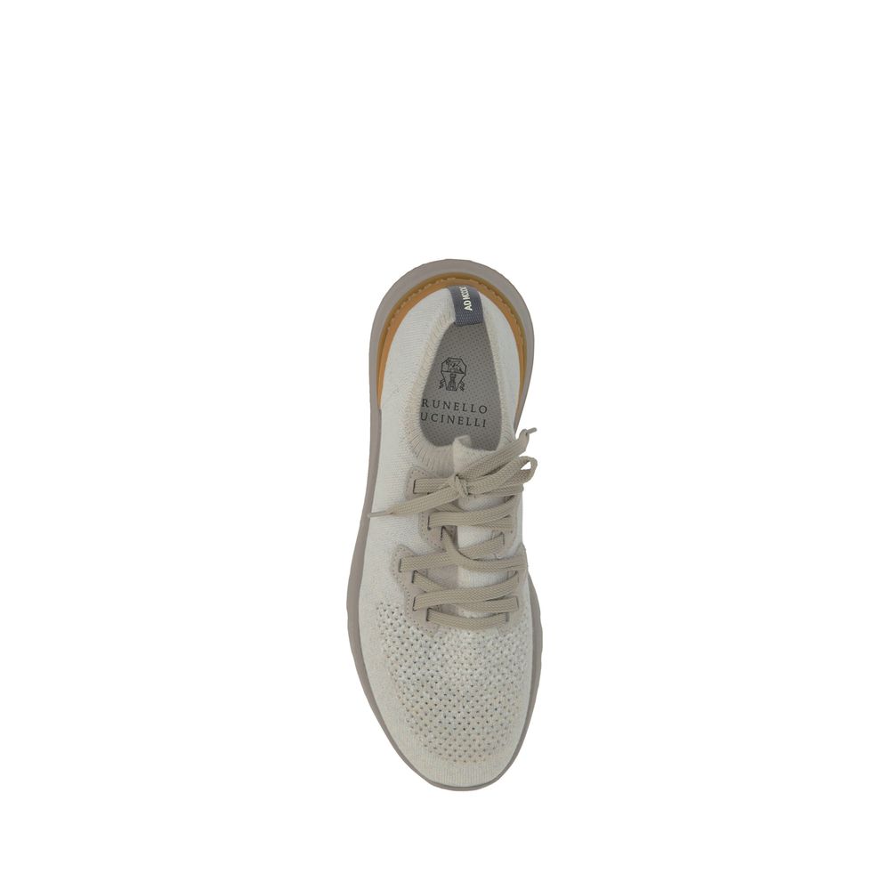 Brunello Cucinelli White Cotton Athletic Sneakers Brunello Cucinelli