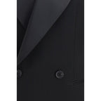 Saint Laurent Black Wool Oves Aries Leather Jacket - Eljoys Fashion 