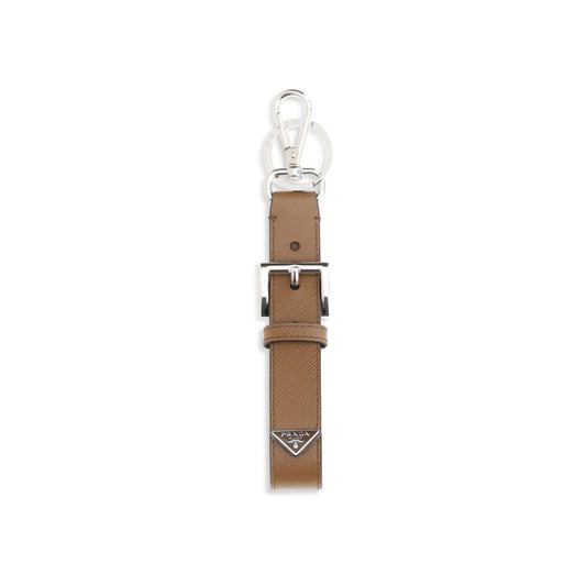 Prada Brown Calf Leather Bos Taurus Keychain