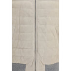 Brunello Cucinelli Beige Calf Leather Bos Taurus Sleeveless Jacket