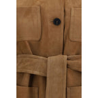 Max Mara Brown Lamb Leather Full-Length Jacket