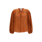 Forte_Forte Orange Cotton Pattern Shirt Forte_Forte