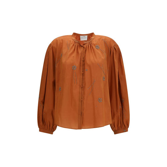 Forte_Forte Orange Cotton Pattern Shirt Forte_Forte