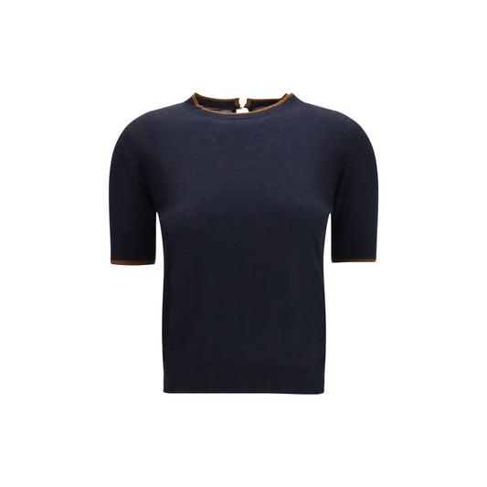 Max Mara Blue Silk T-Shirt Max Mara