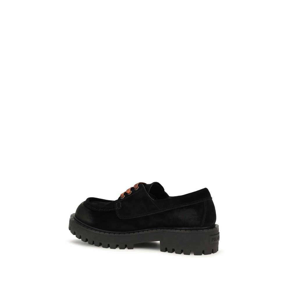 Prada Black Suede Leather Slip-On Loafers Prada