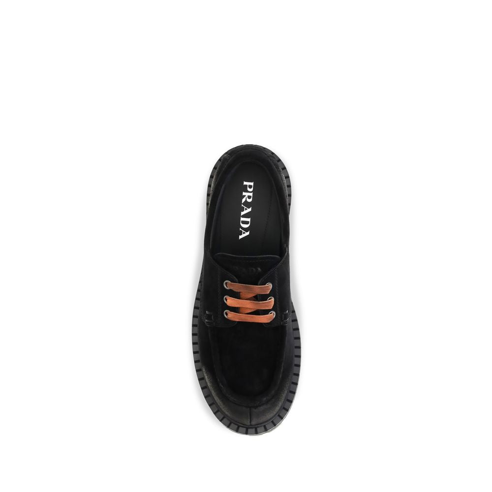 Prada Black Suede Leather Slip-On Loafers Prada