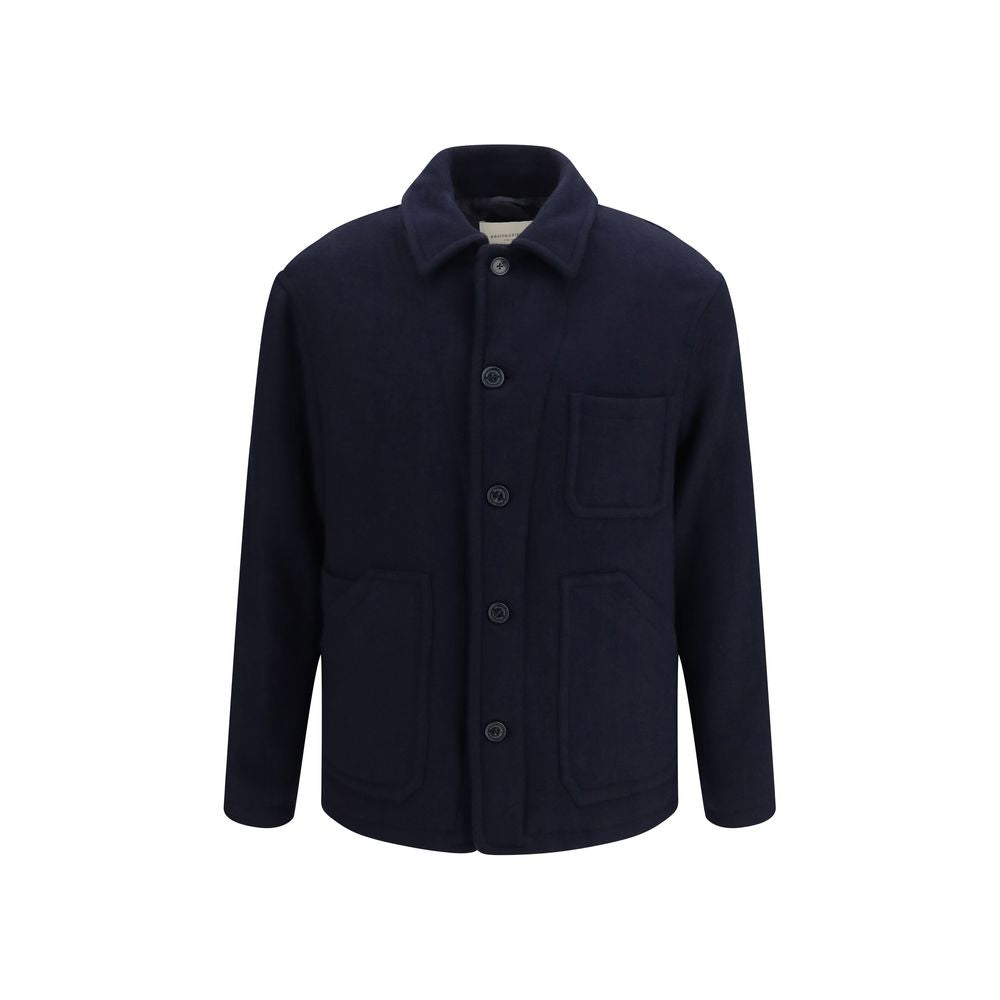 Brooksfield Blue Wool Oves Aries Full-Length Jacket Brooksfield