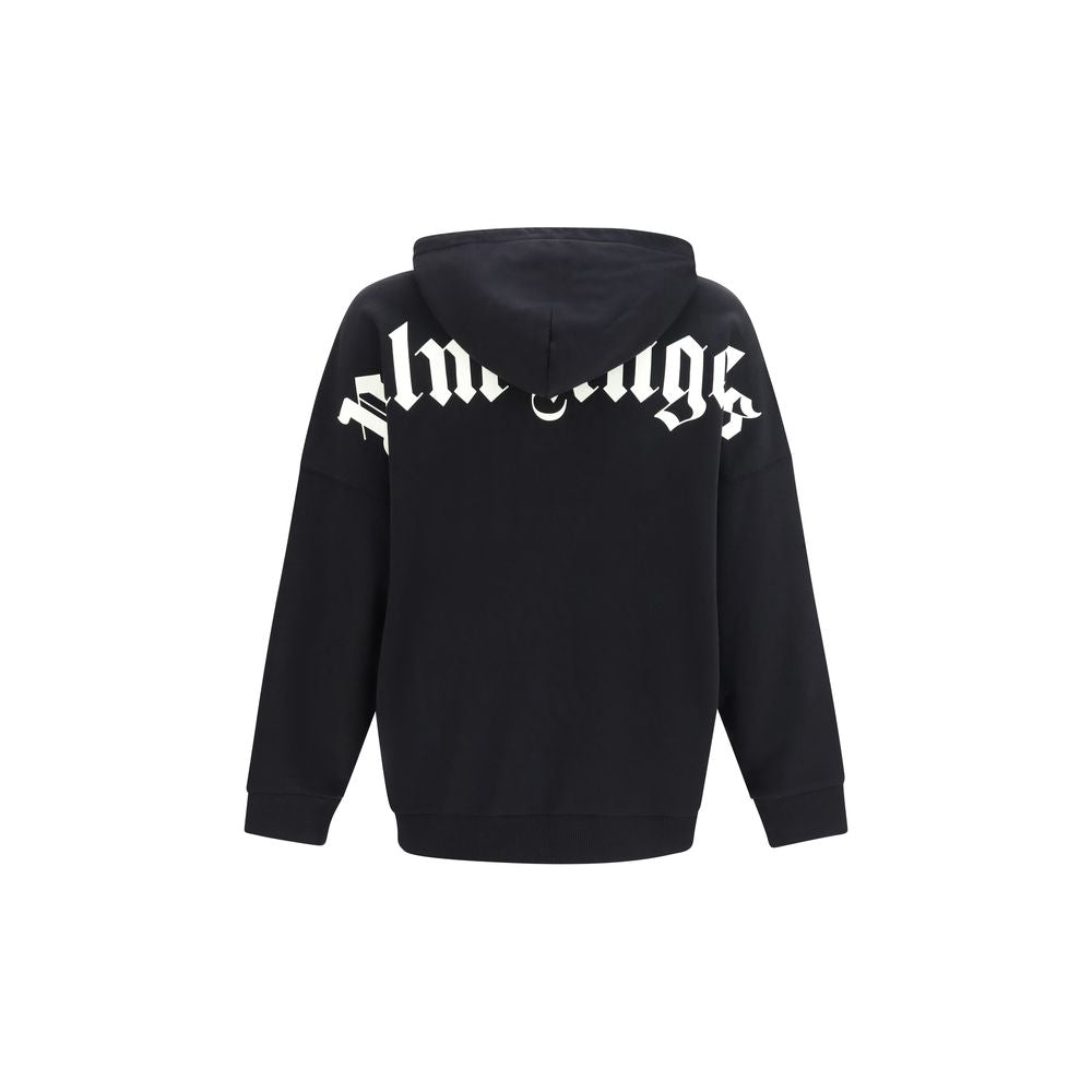 Black cotton sweatshirt by Palm Angels with a relaxed fit and logo detail, displayed on a plain background.
