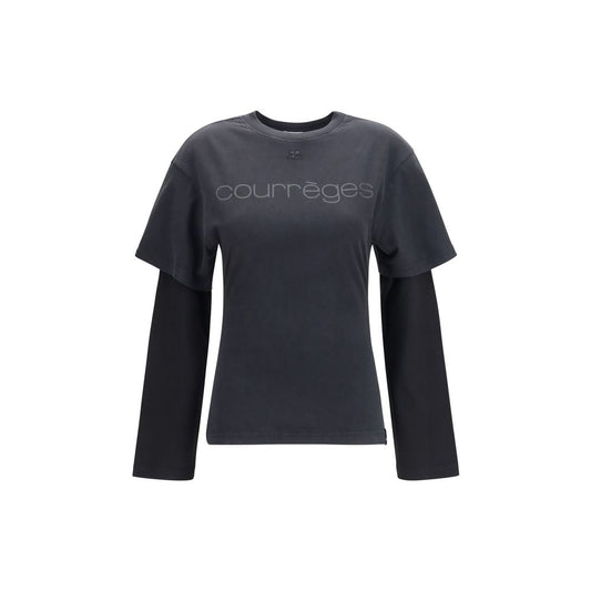 Courrèges Black Cotton T-Shirt Courrèges