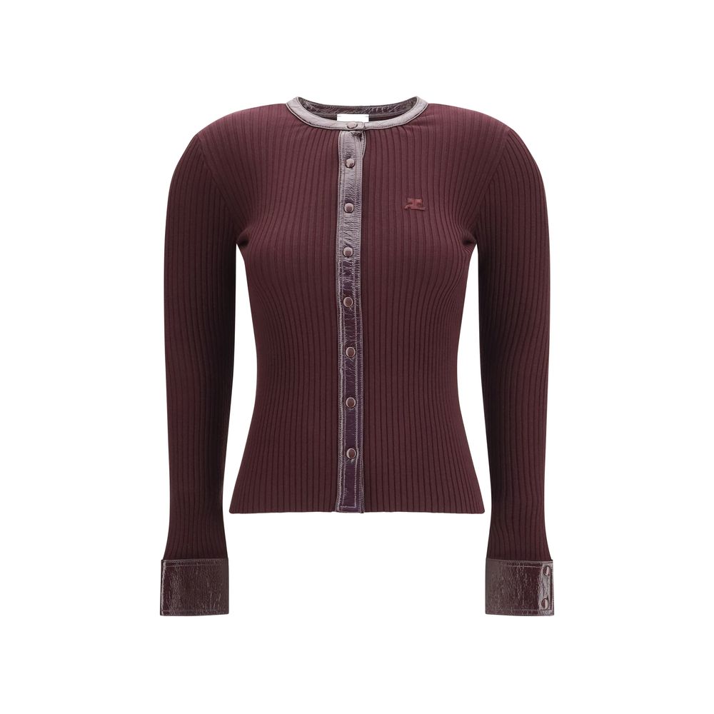 Courrèges Bordeaux Viscose Cardigan Courrèges