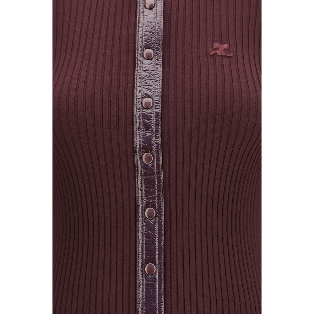 Courrèges Bordeaux Viscose Cardigan Courrèges