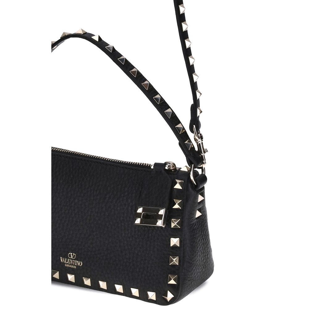 Valentino Garavani Black Calf Leather Bos Taurus Shoulder Bag Valentino Garavani
