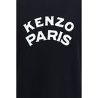 Kenzo black cotton T-shirt with round neckline and short sleeves, featuring subtle brand logo on front.