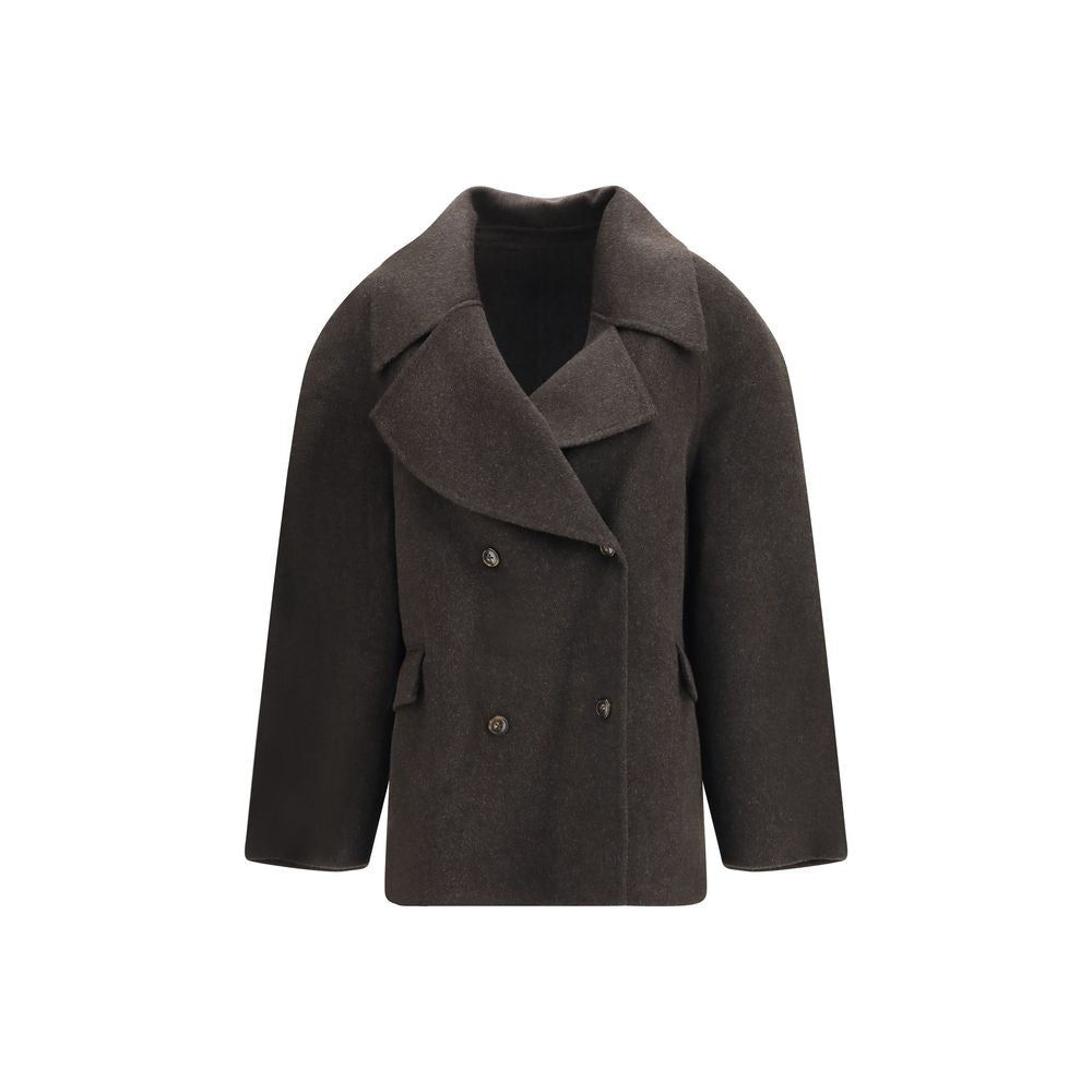 Loulou De Saison Brown Wool Oves Aries Full-Length Jacket Loulou De Saison
