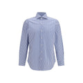 Finamore Blue Cotton Pattern Shirt Finamore