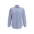 Finamore Blue Cotton Pattern Shirt Finamore