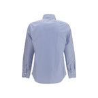 Finamore Blue Cotton Pattern Shirt Finamore
