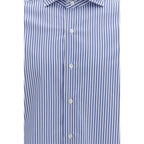 Finamore Blue Cotton Pattern Shirt Finamore