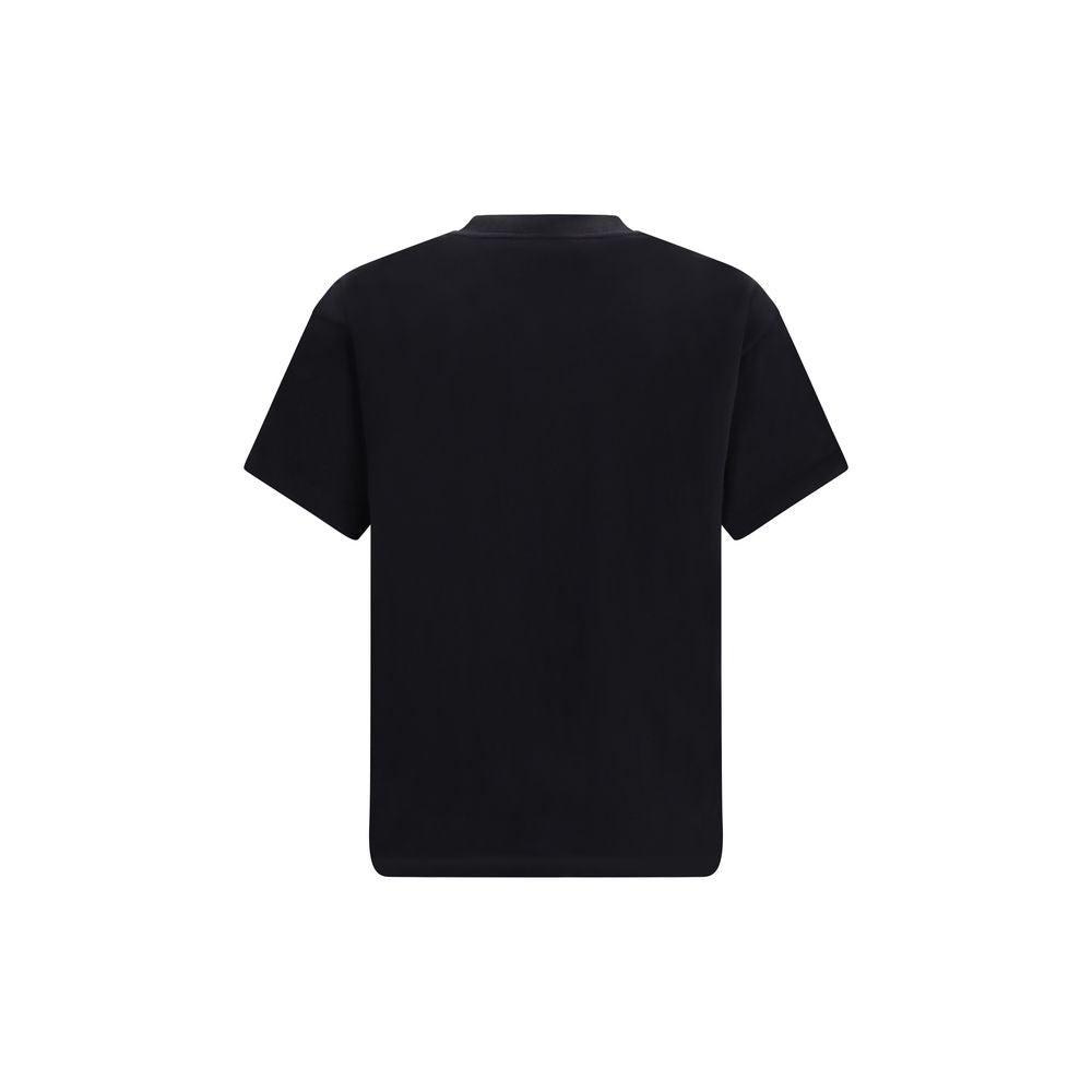 Black Cotton T-Shirt by Palm Angels, featuring a classic crew neck and relaxed fit, displayed on a hanger.