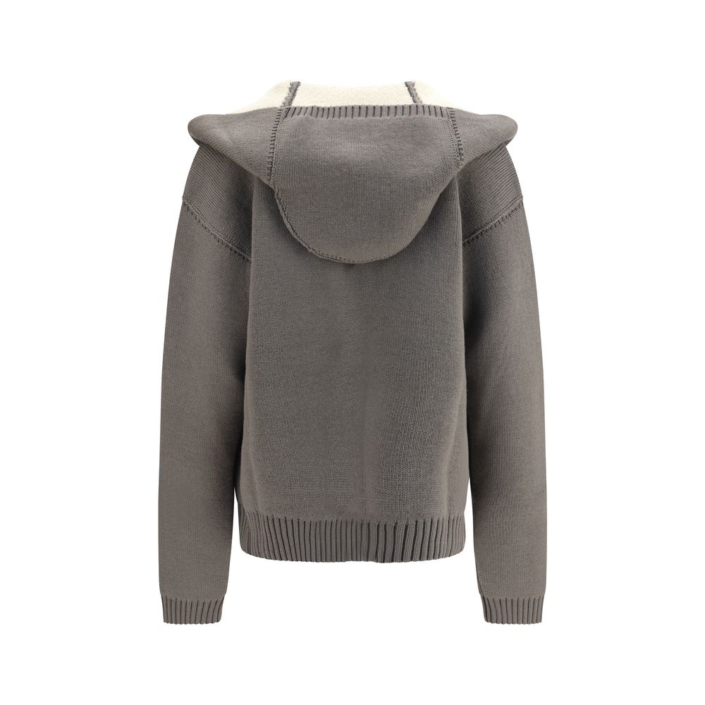 Rick Owens Gray Wool Oves Aries Hoodie Rick Owens