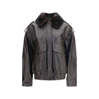Loulou De Saison Brown Calf Leather Bos Taurus Bomber Loulou De Saison