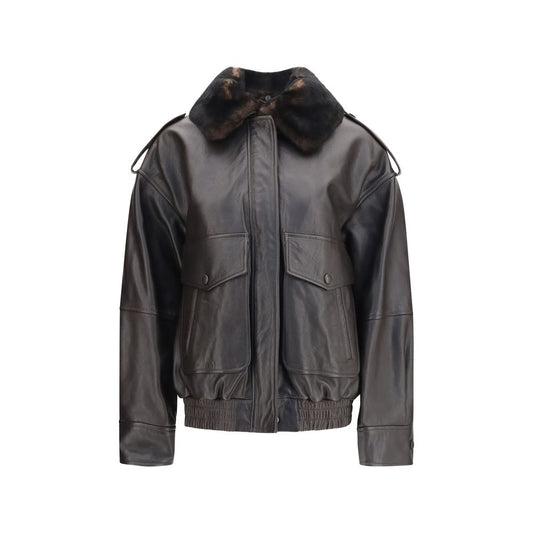 Loulou De Saison Brown Calf Leather Bos Taurus Bomber Loulou De Saison